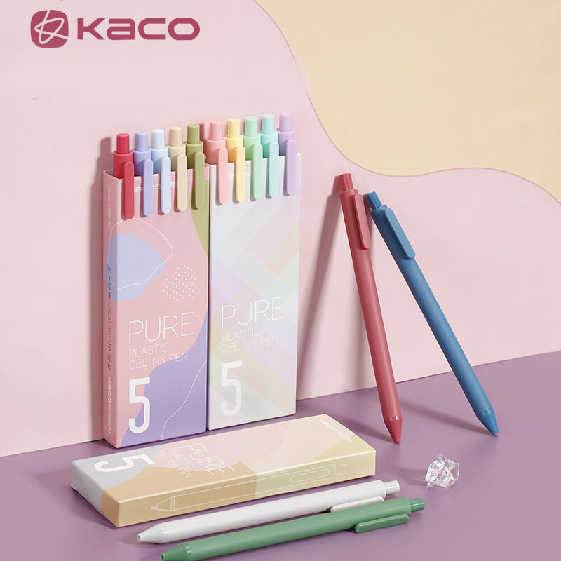 Kaco-レトロな格納式カラージェルペンセット,クラシック/マカロンスタイルのペン,スムージングジェル,文房具,0.5mm
