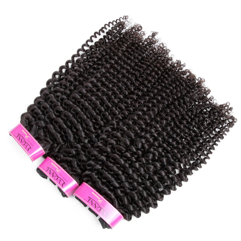 YVONNE-Cabelo brasileiro encaracolado Kinky do Virgin, pacotes do Weave, cabelo humano de 100%, cor natural, 4A, 4B, 3 pacotes