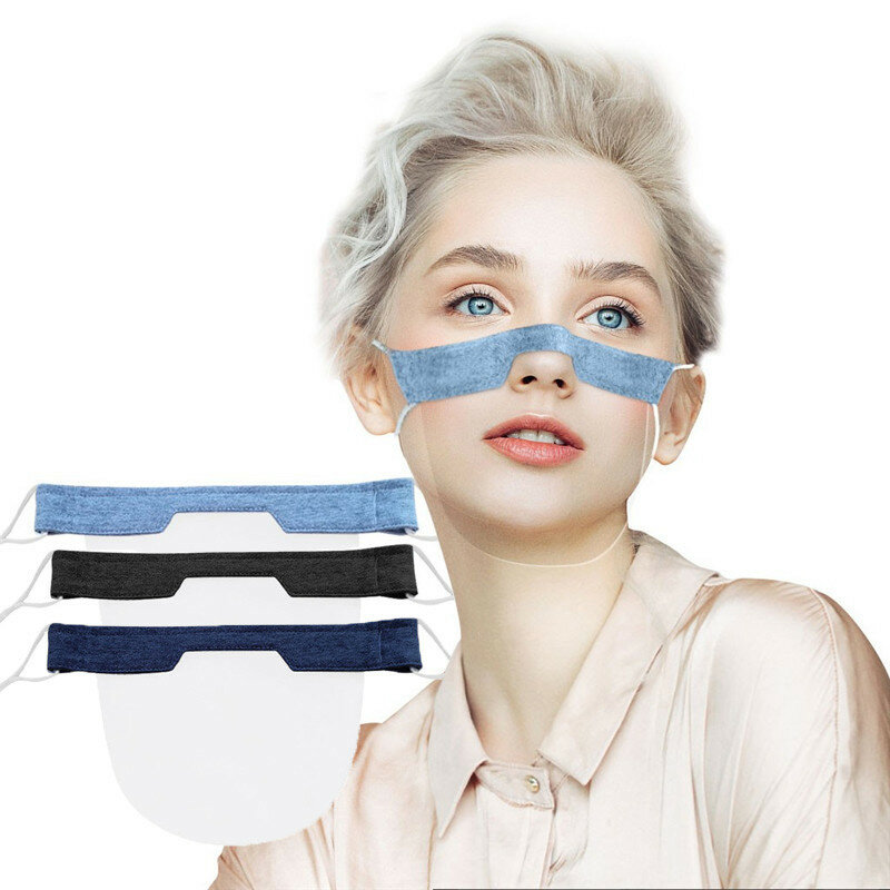 Minipantalla protectora de boca reutilizable para adultos, mascarilla lavable, transparente de PVC, visor de cara, cómoda