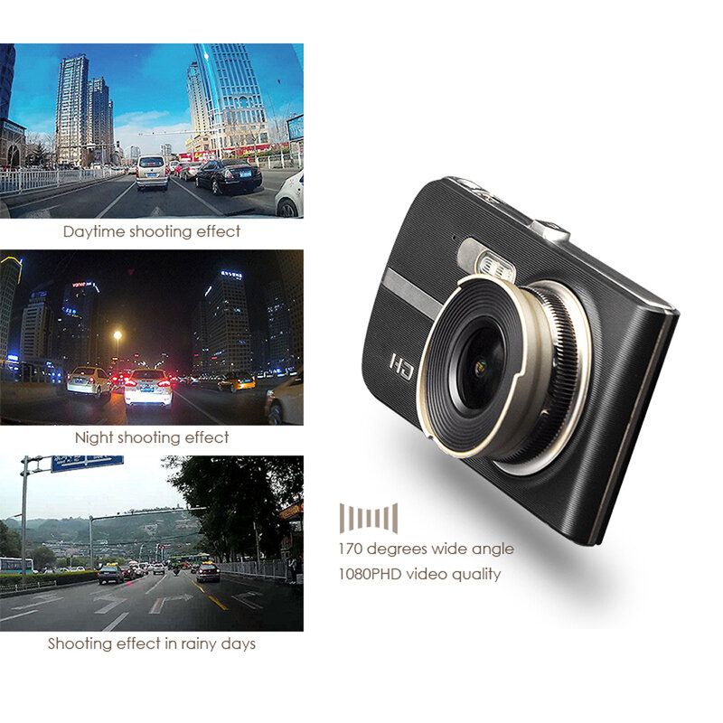 Автомобильный видеорегистратор с камерой заднего вида, двойная камера 1080P, 4 дюйма Full HD, с цикличной записью, ночным виденьем