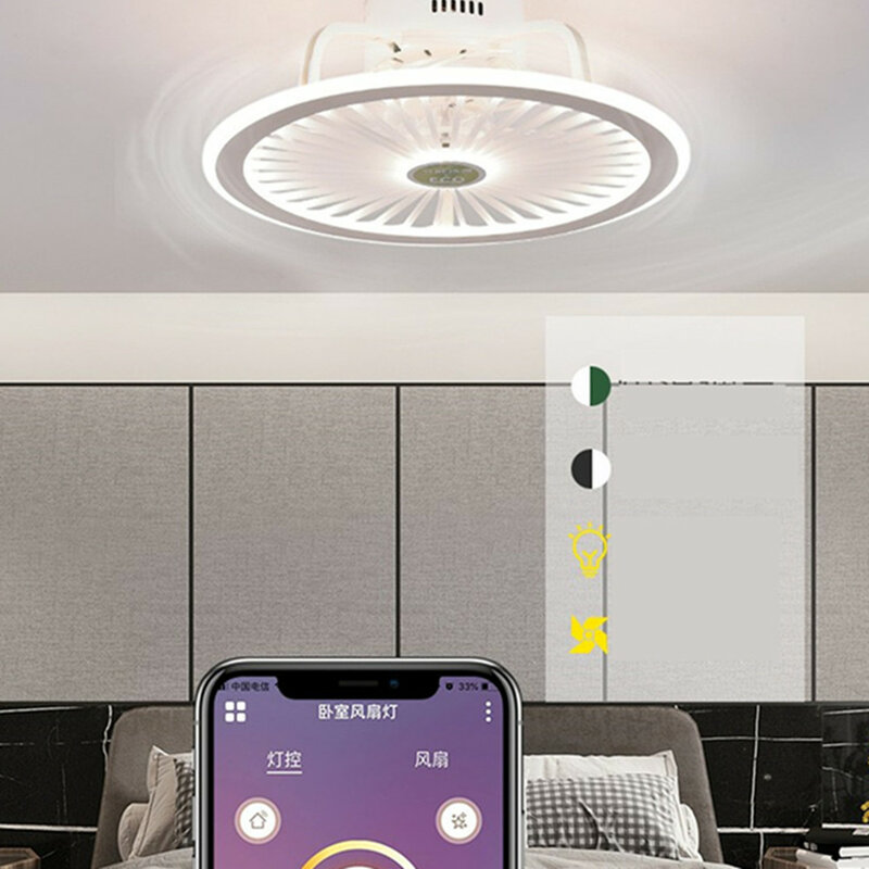 wentylator sufitowy plafondventilator Inteligentny sufitowy żyrandol z wentylatorem ze światłami zdalnie sterowane lampy sufitowe 50cm z kontrola aplikacji dekoracja sypialni nowość