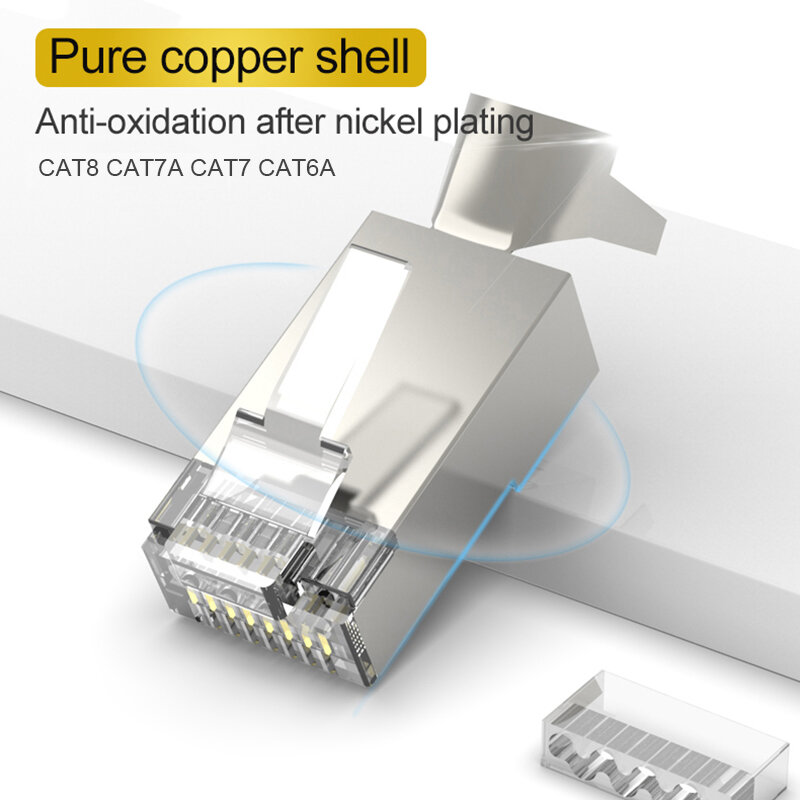 Xintylink-Connecteur Rj45 pour câble Ethernet Cat8 Cat7 Cat6a mâle, câble métallique blindé, jack 50U 8P8C sftp lan modulaire 1.5mm