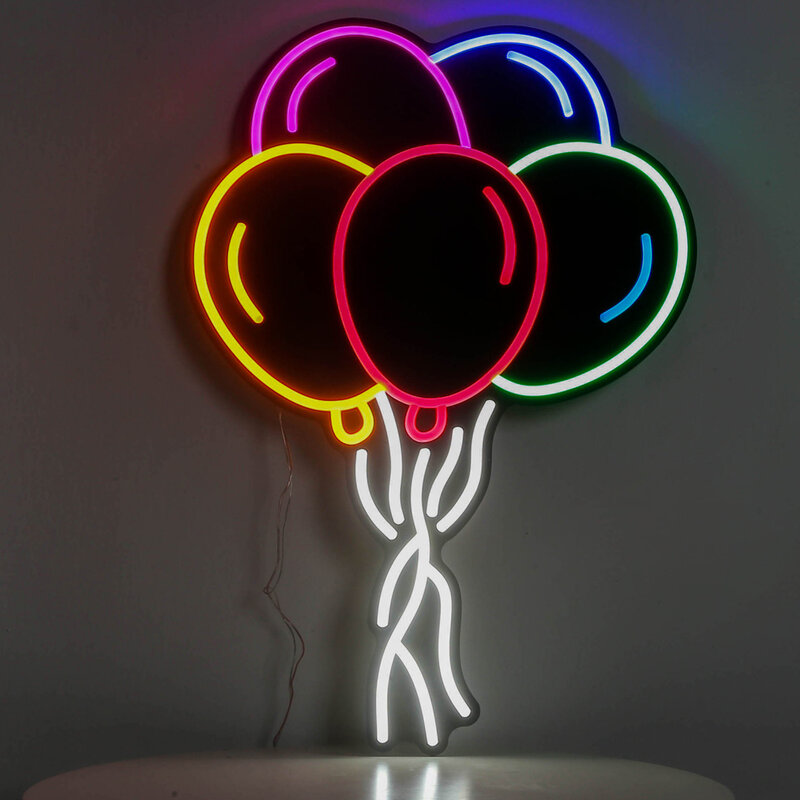 Lampu Neon Balon Warna-warni Neon Sign Anak Hadiah Kekanak-kanakan Dinding Dekorasi Pesta Ulang Tahun Kamar Tidur Ruang Tamu Ruang Bar Cafe
