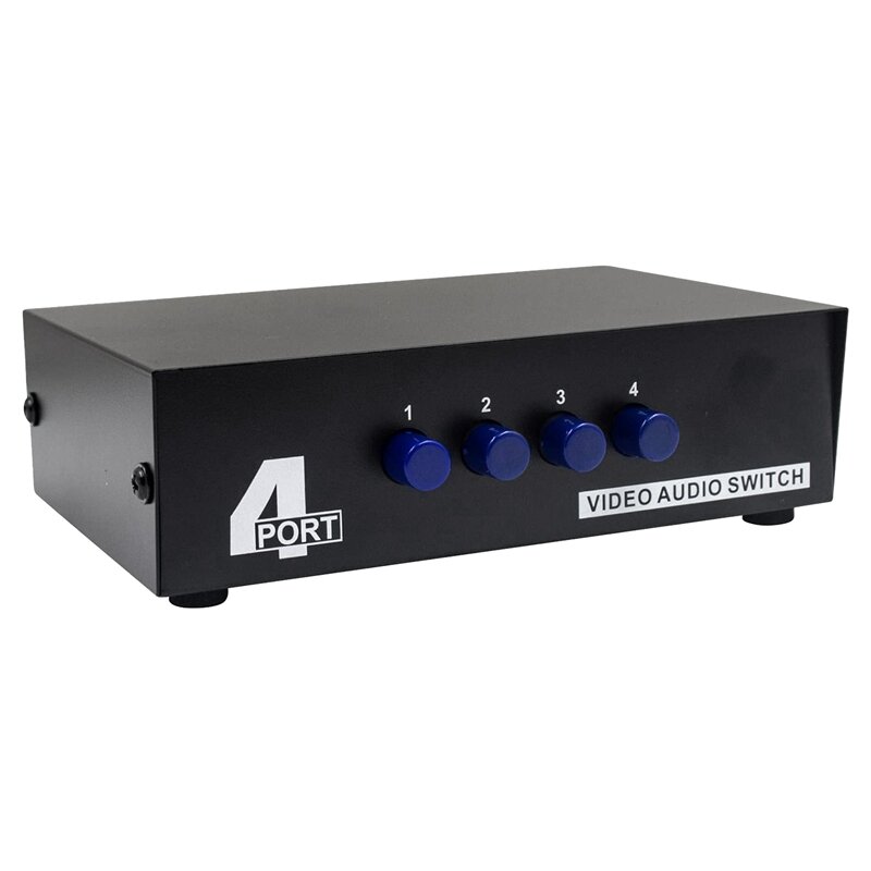 4 Port AV Switch RCA Switcher 4 In 1 Out Kotak Pemilih Audio L/R Video Komposit untuk Konsol Game DVD STB