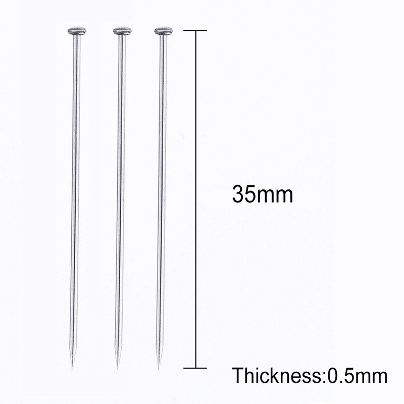 300Pcs 35mm Head Pins Stainless Steel Sewing Pins Fine Satin Head Pins Straight Quilting Pins for Jewelry Making Sewing Supplies