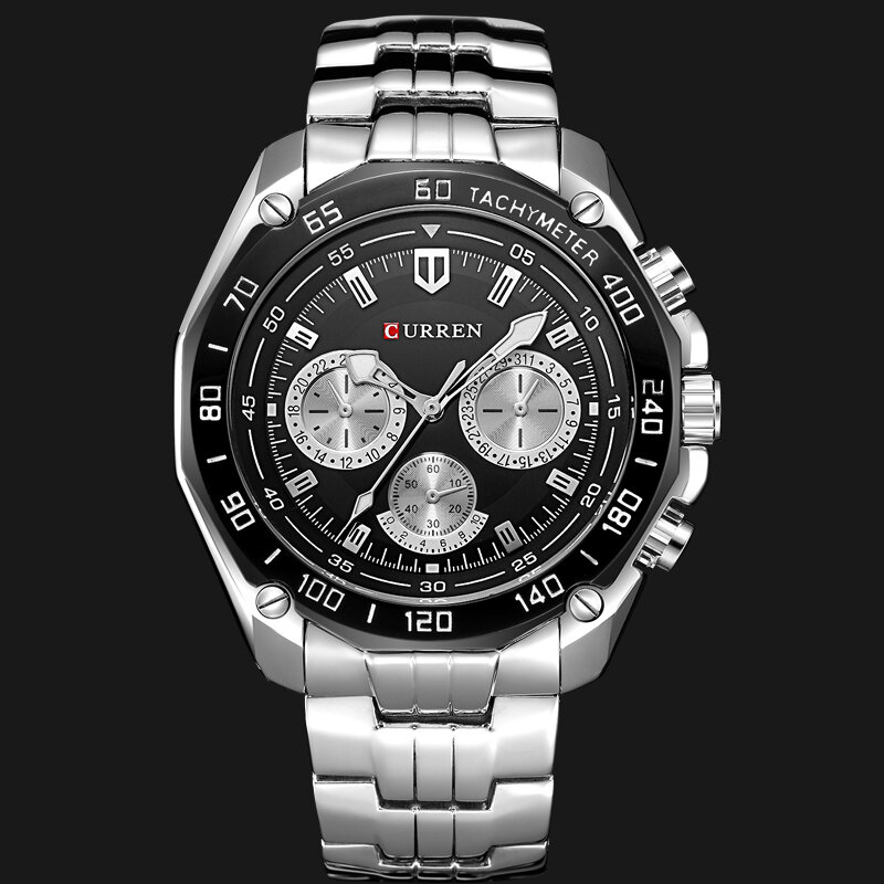 Curren nova moda de luxo relógios marca homem quartzo aço inoxidável completo relógio casual militar do esporte dos homens vestido relógio pulso gentlema