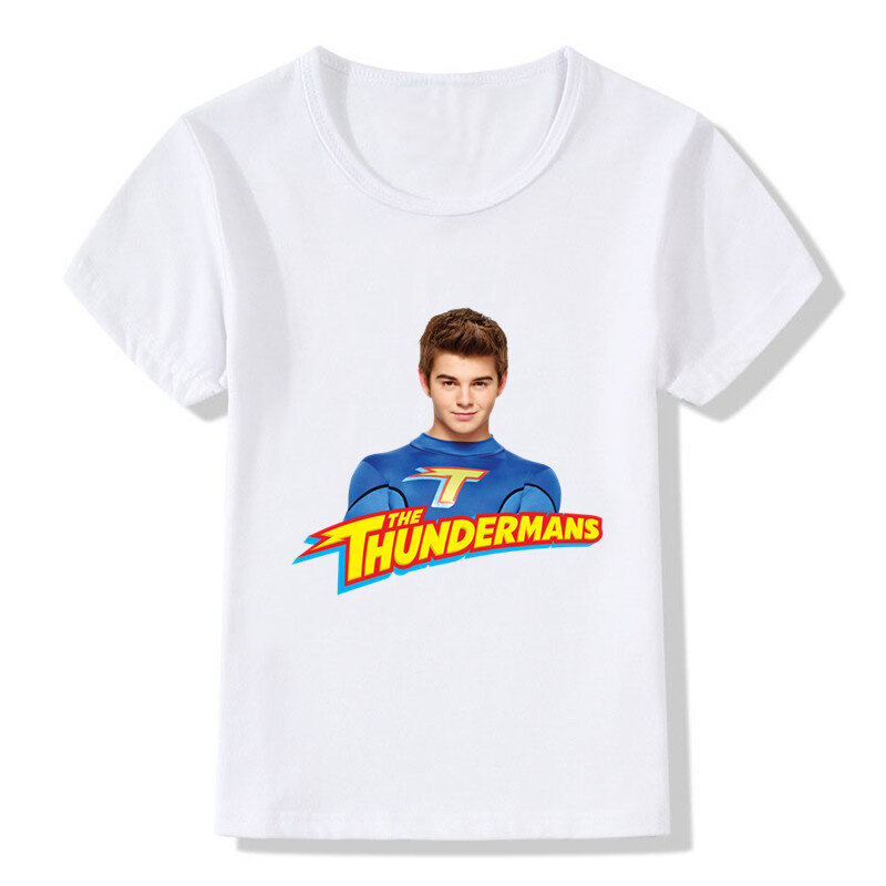 Футболки с принтом ТВ-шоу The Thundermans, летняя детская футболка, одежда для маленьких девочек и мальчиков, модная уличная одежда, детские топы, HKP5403