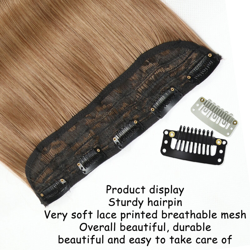Synthetic Long Straight Clip In One Piece Hair Extension 5 Clips False Blonde Hair Brown Black Heat Resistant Fake Hair