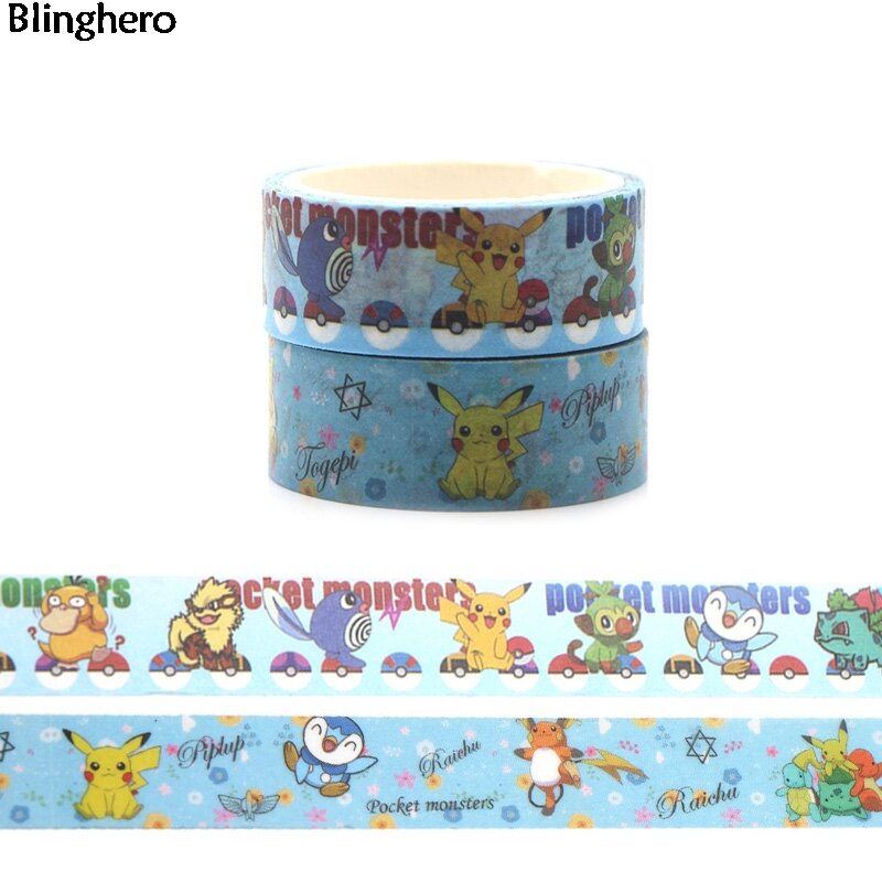 Blinghero de dibujos animados lindo 15mm X 5m cinta de Washi elegante cinta adhesiva portátil pegatinas Anime cuenta mano cintas adhesivas cintas BH0019