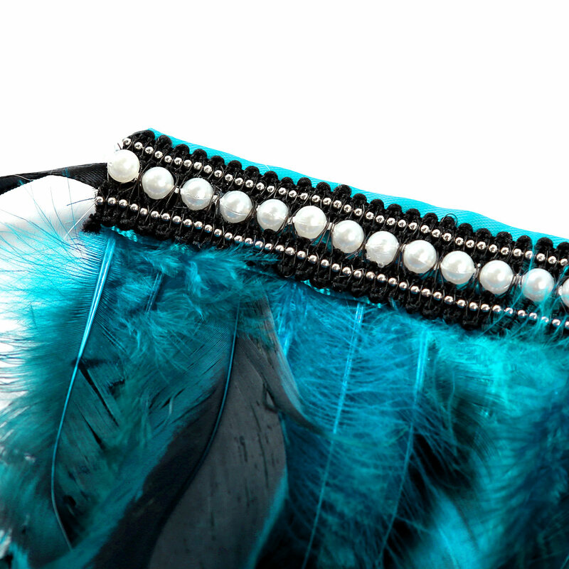 Msemis 1 ペア羽手首カフスフェイクパール/レースリアル装飾天然染色オンドリの羽アーム袖口ハロウィンパーティー衣装