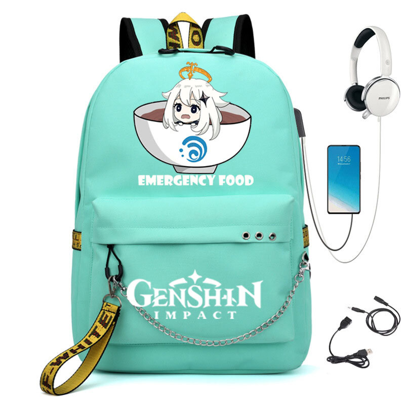 Аниме-рюкзак Genshin Impact, школьный рюкзак с Usb-разъемом и узором, Молодежный Школьный дорожный рюкзак для ноутбука для студентов