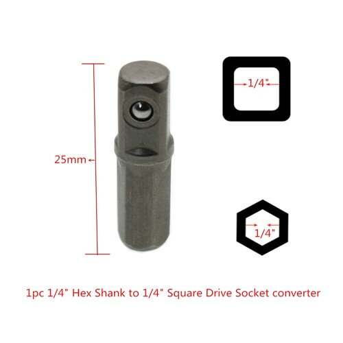 1/4 "Vierkante Schijf 1/4" Hex Shank Impact Socket Bits Converter Quick Release Schroevendraaier Houder Conversie Adapter Tool