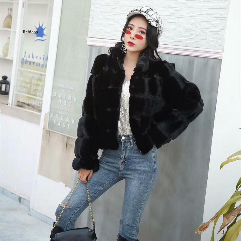 Women Faux Fur Coat Winter Korean Women's New Luxury Furry Faux Fur Fashion Classic Temperament Women Jacket