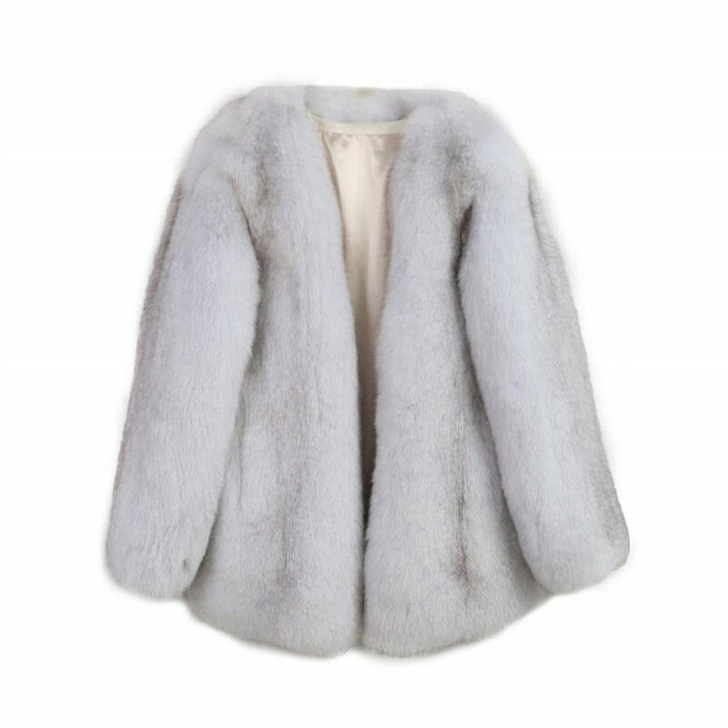 Mantel Bulu Rubah Asli Jaket Bulu Wanita Tebal Musim Dingin Berbulu Utuh Lengan Panjang Wanita Pakaian Pesta Berkualitas Tinggi C78