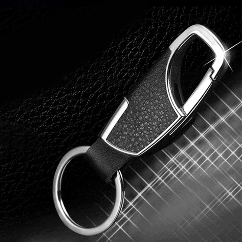 Auto Sleutelhanger Mode Creatieve Mannen Metalen Sleutelhanger Keyfob Sleutelhanger Duurzaam Auto Voertuig Accessoires Universal Silver