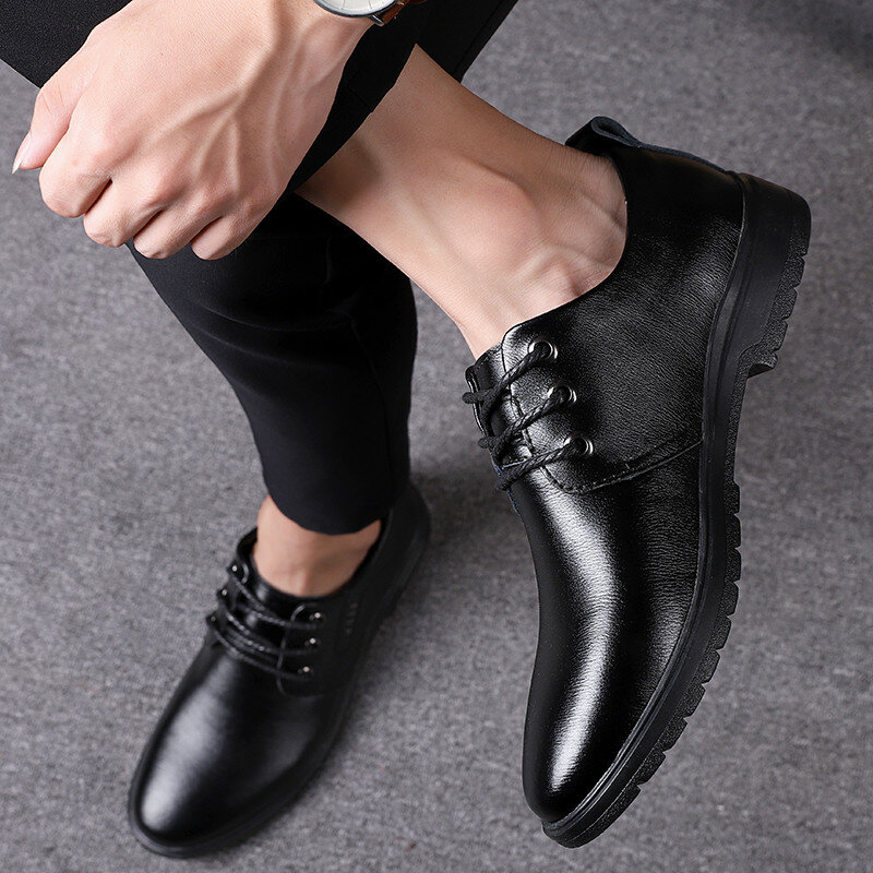 Pointed Toe British Style Oxfords Men Dress Shoes lace up breathable Genuine Leather Imported Shoes outdoor Summer Men Shoes