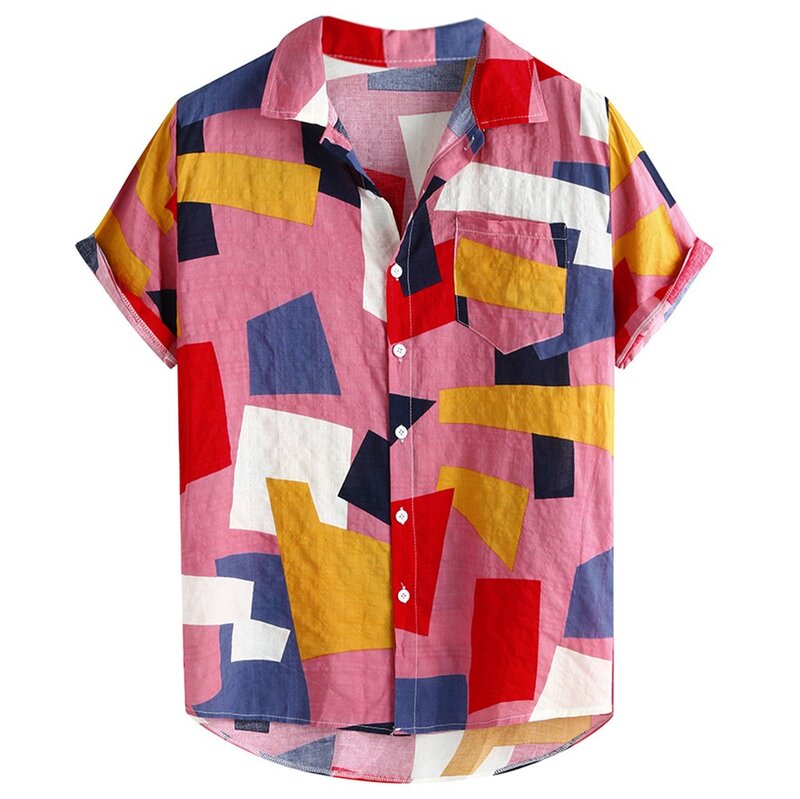 Womail 2019 New Arriva letnia koszula mężczyzna w stylu etnicznym letnie męskie koszule z krótkim rękawem luźne guziki koszula na co dzień bluzka topy