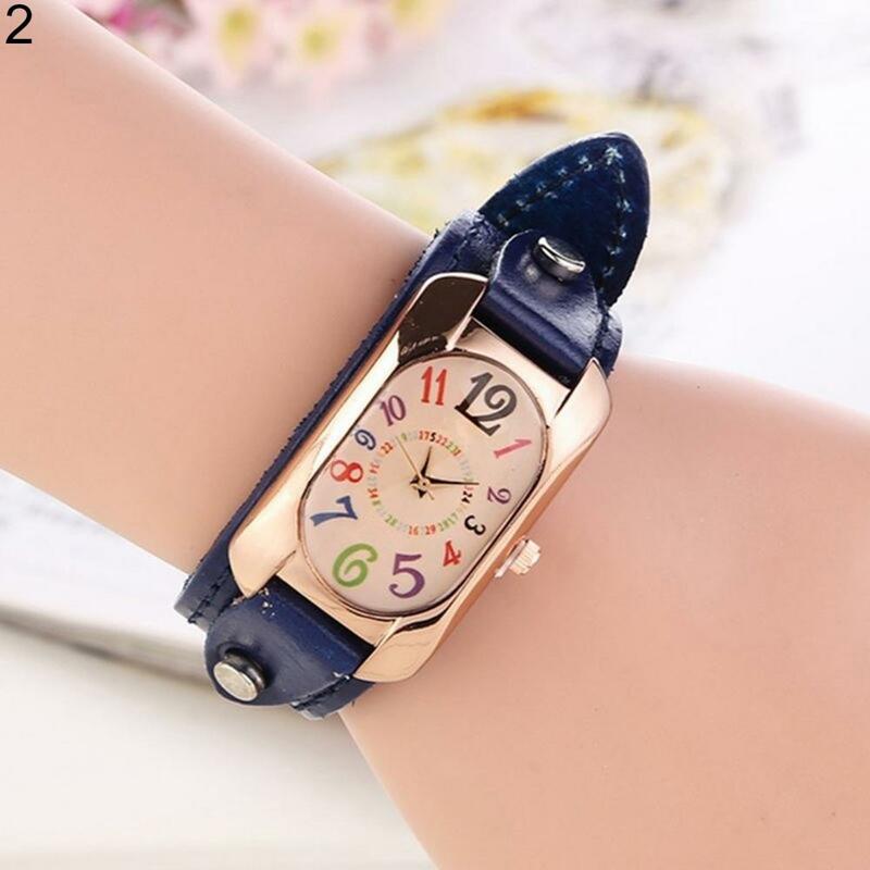 Jam tangan wanita kasual modis jam tangan kuarsa casing persegi panjang tali berlian kulit imitasi jam tangan wanita