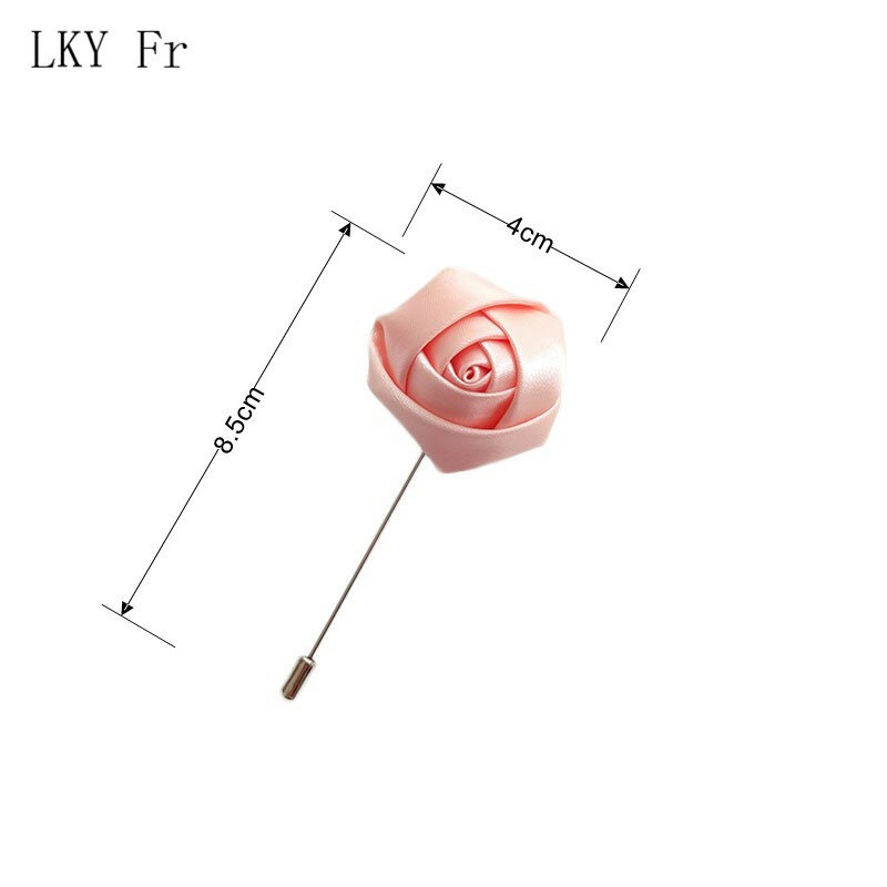 LKY Fr Boutonniere Pins Wedding Decoration Brooch Flowers Silk Ribbon Roses Red Corsage Buttonhole Marriage Men Suit Accessories