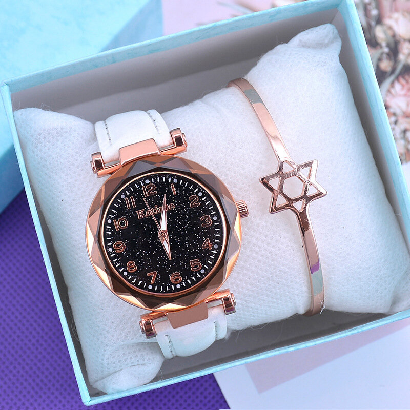 Casual Frauen Uhren Starry Sky Quarz Armbanduhr Weibliche Uhr Leder Mode Damen Handgelenk Uhren reloj mujer relogio feminino