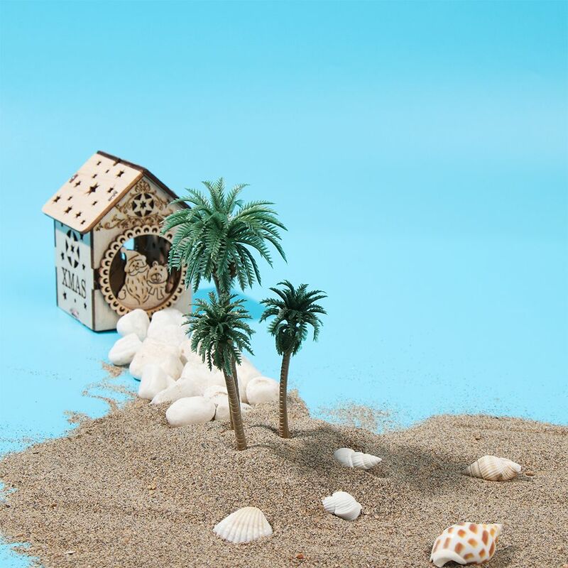 플라스틱 코코넛 야자수 미니어처 식물 화분 분재 공예, 마이크로 조경 DIY 장식 풍경 모델, 5 개