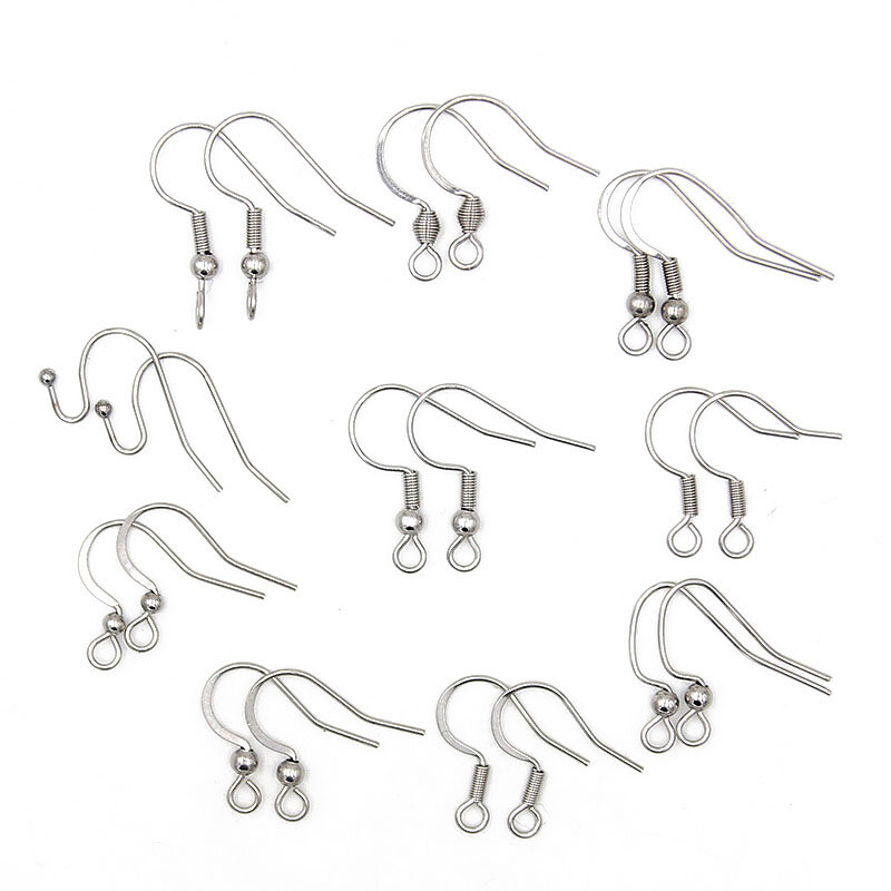 50 pz/lotto Mix 12 stili gancio per orecchini in acciaio inossidabile risultati del filo dell'orecchio per accessori per la creazione di gioielli fai da te