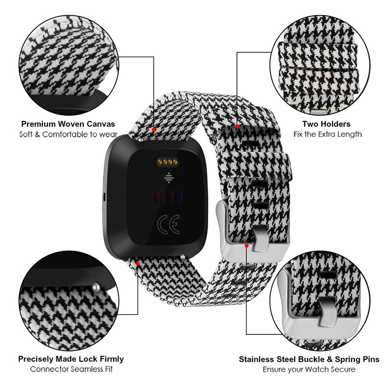 Cinturino per Fitbit Versa 2/Fitbit Versa Lite cinturino in tessuto traspirante cinturino di ricambio per Fitbit Versa Smart Watch