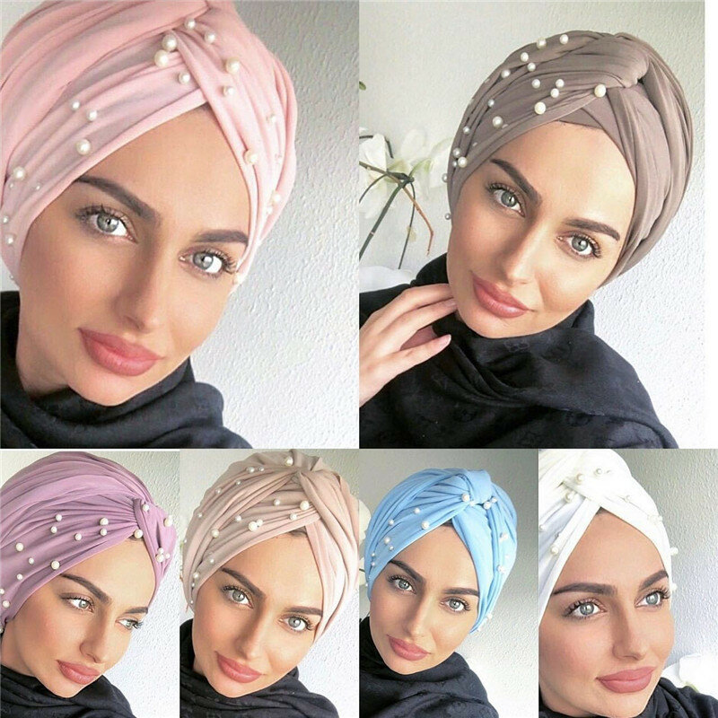 Turban Musulman en Coton pour Femme, Bonnet Hijab, Enveloppant Arabe, Turban Africain Indien, Bandeau Torsadé