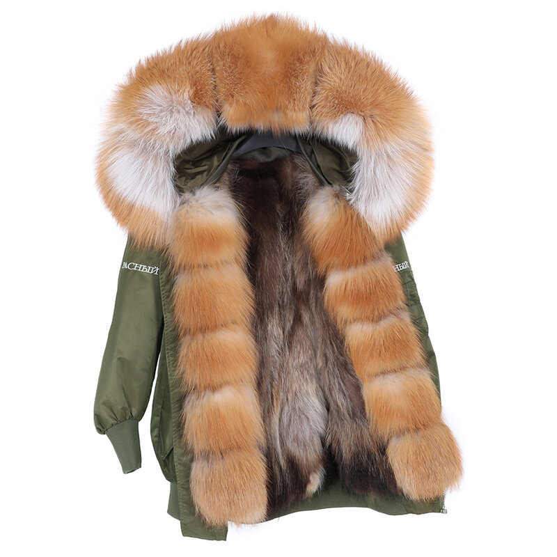 Куртка Maomaokong из натурального Лисьего меха, пальто, зимняя модная теплая свободная парка, Женское пальто, женское меховое пальто, женская зимняя куртка