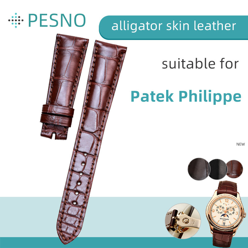 Pesno masculino relógio de pulso banda pele de jacaré couro substituição masculino acessórios de relógio adequado para patek philippe complicações