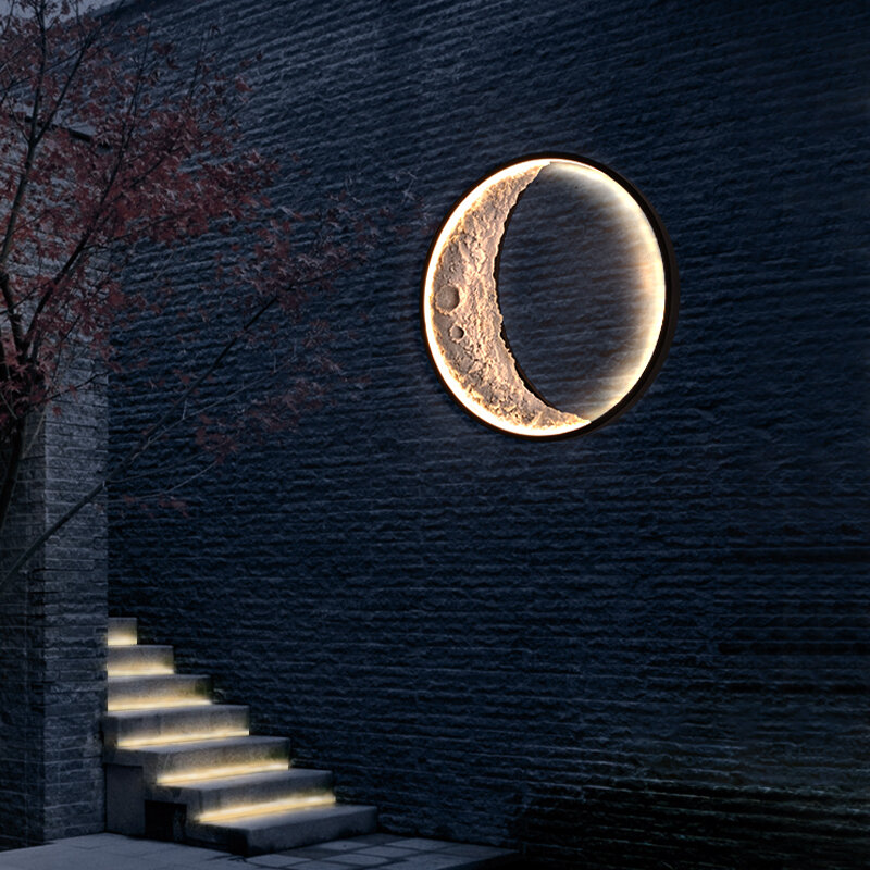 Светодиодный Открытый водонепроницаемый Пейзаж Настенный светильник Современный крыльцо для наружных стен светильник садовый светильник вилла IP65 Луна Алюминий настенное бра