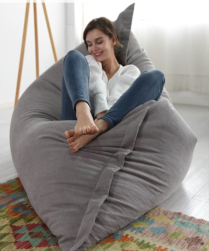 Dropshipping retângulo gigante saco de feijão cadeira sofá capa pouf envelope preguiçoso saco de feijão cama canto assento chão otomano reclinador futon