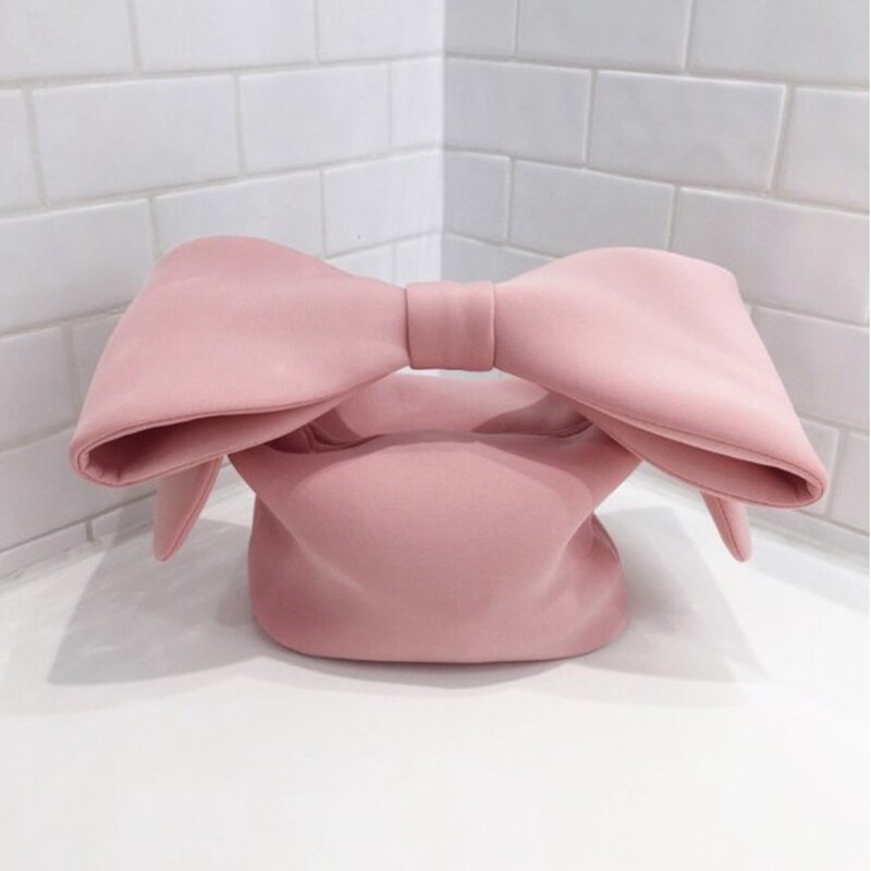 Pochette da sera per borsa da viaggio con fiocco grande di colore rosa di personalità carino