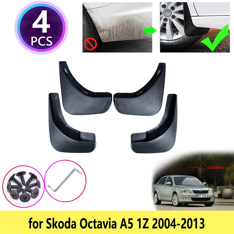 Guardabarros para coche, accesorio para Skoda Octavia 2 A5 MK2 2004 ~ 2013, 2005, 2008, 2009, 4 unidades