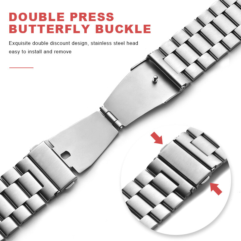 Correa de acero inoxidable para Apple Watch banda 38mm 40mm 42mm 44mm pulsera de eslabones metálicos Apple iWatch serie 1 2 3 4 5
