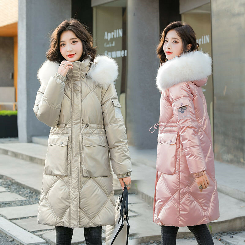 겨울 두꺼운 밝은 얼굴 워시 프리 패딩 코튼 코트 의류 여성 중간 길이 한국 스타일 스타일 패딩 코튼 자켓
