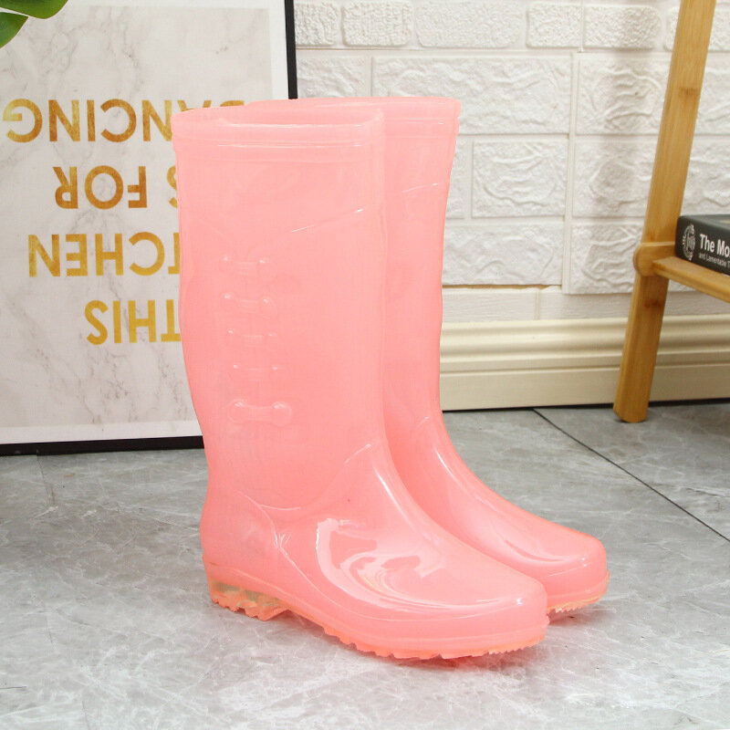 Botas de lluvia de tubo medio para mujer, zapatos de goma sin cordones, impermeables, invierno, 2021
