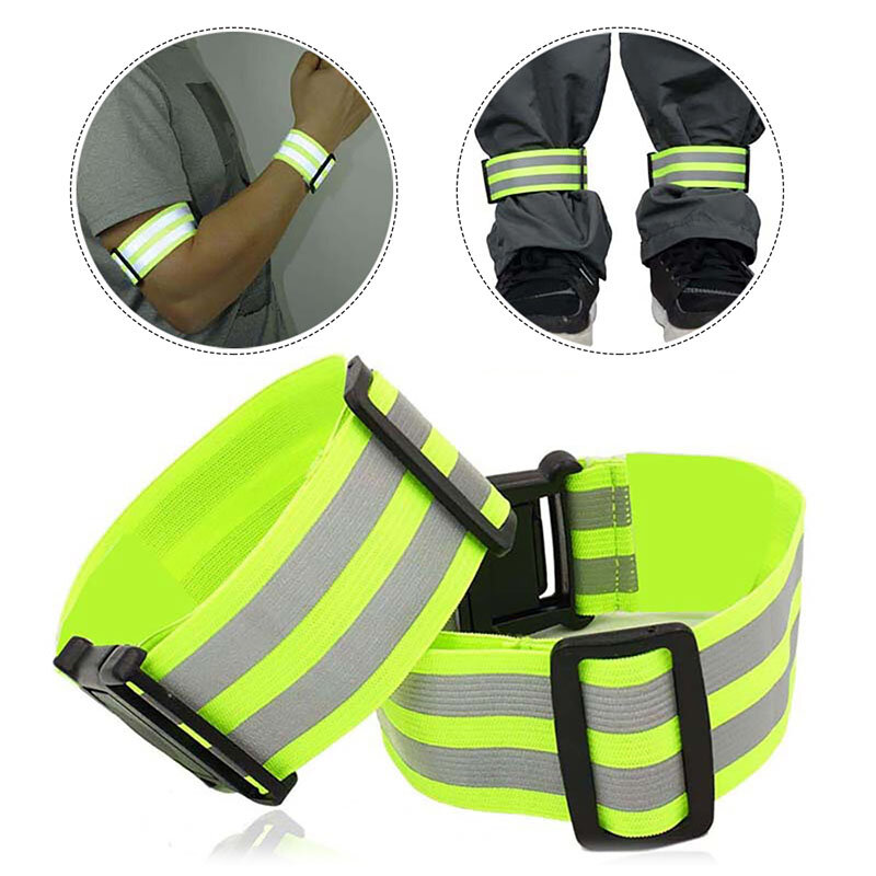 Cinturino da polso riflettente regolabile di sicurezza cinturino da polso cinturino sportivo da notte riflettente per braccio da polso cintura elastica alla caviglia