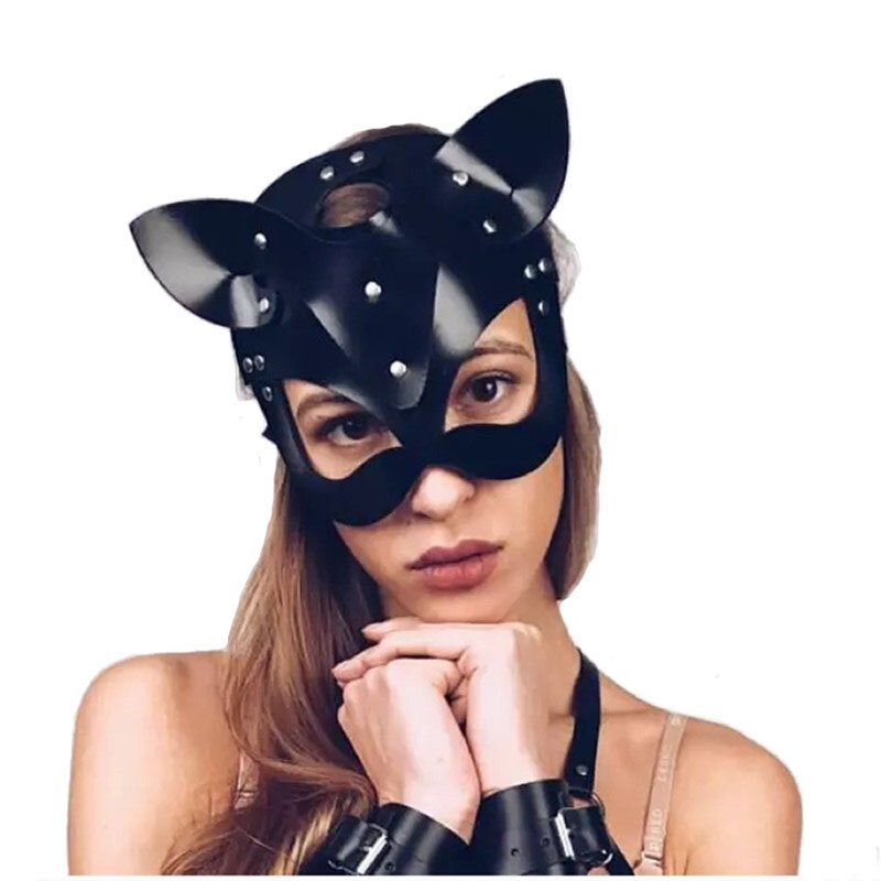 Seks kobiety seks maska Catwoman maska na oczy Party Cosplay seksowny kostium niewolnik rekwizyty lateksowe maski SM maski dla dorosłych