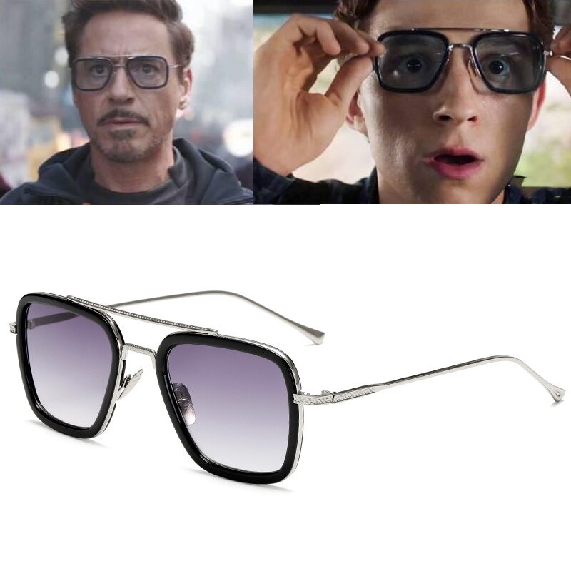 SpiderMan Tony Stark gafas Edith cosplay Prop Spider-Man lejos de casa Peter Parker gafas de sol de hierro hombre gafas de sol hombre
