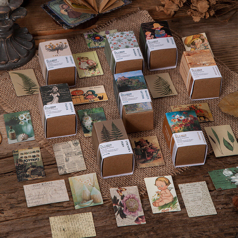 빈티지 책 컬렉션 2 시리즈 크래프트 종이 미니 인사 카드 엽서, DIY 장식 재료, 레트로 LOMO 카드, 100 개