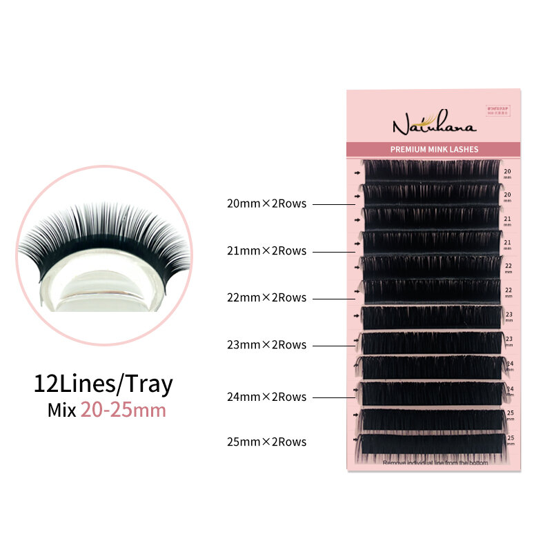 NATUHANA 8-25mm Mix Super Long Length Eyelash Extension Korean PBT False Eyelashes Individual Synthetic Mink Faux Lashes
