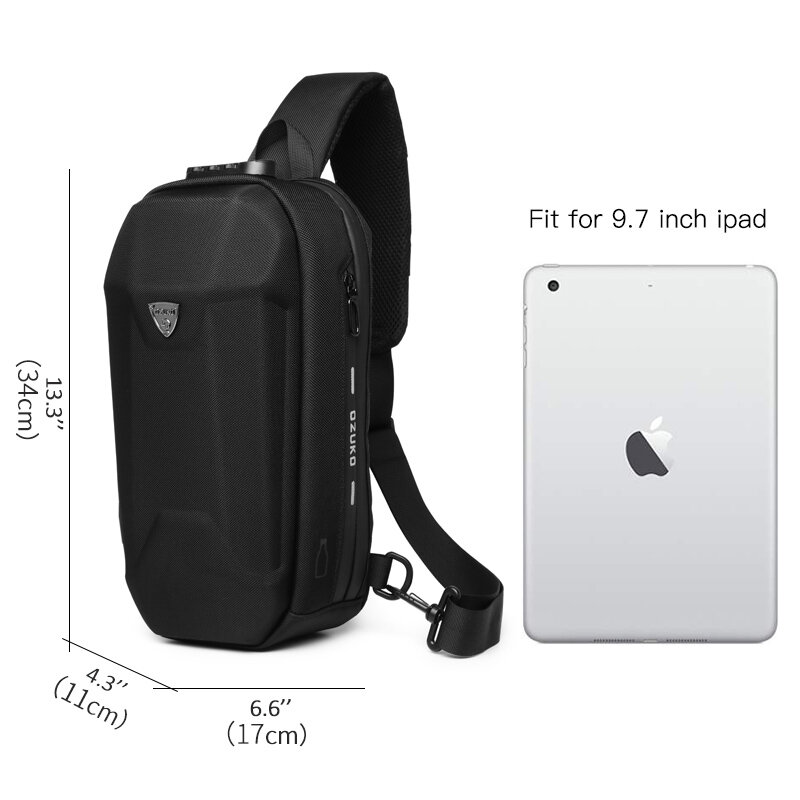 Ozuko-メンズ多機能クロスオーバーバッグ,多機能盗難防止ショルダーバッグ,防水USB充電バッグ,チェストバッグ