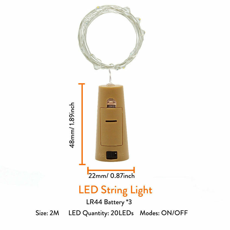 8Pcs Bunte LED Kork String Licht 1M 2M Fee Lichter Girlanden Batterie Enthalten Kupfer für Weihnachten Neue jahr Wein Flasche Decor Lampe