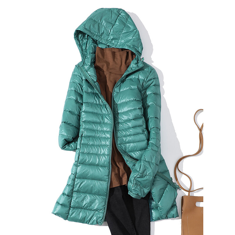 Женские пуховики, Ультралегкая куртка на утином пуху, новинка 2023, осенне-зимняя портативная парка с капюшоном, ветрозащитная верхняя одежда 6XL 7XL