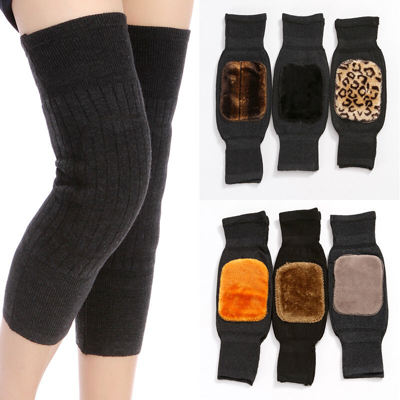 Protège-jambes en laine chaude pour hommes et femmes, genouillères optiques, protège-genoux en cachemire, coupe-vent, chauffe-jambes résistants au froid, manches élastiques