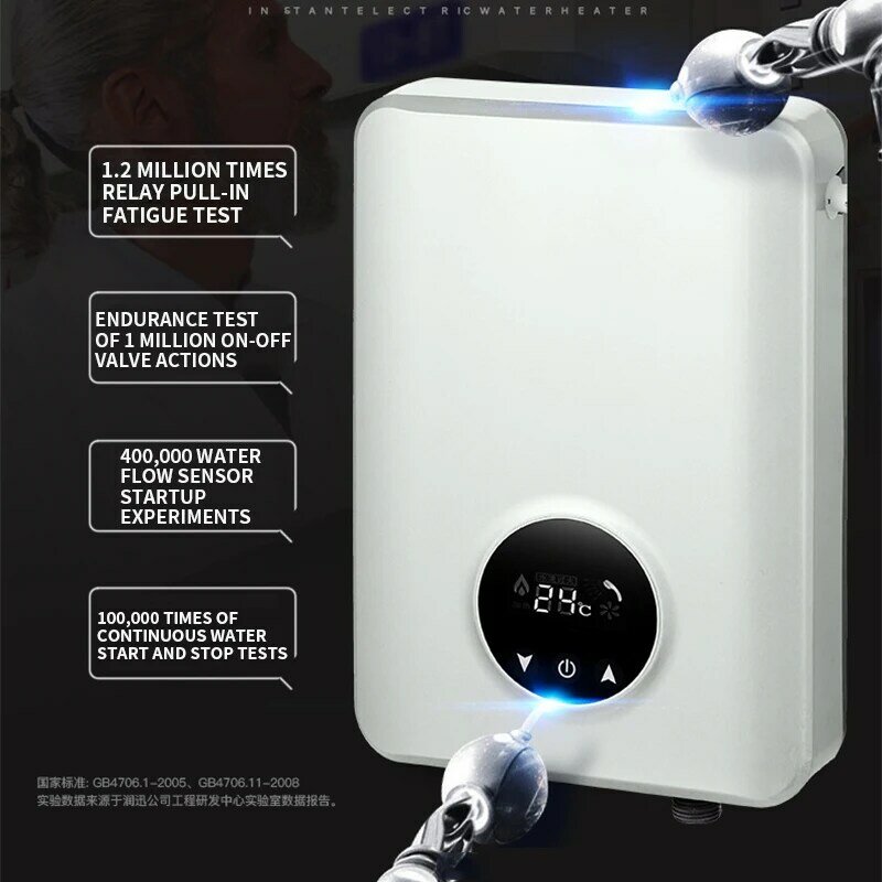 Chauffe-eau électrique thermostatique instantané 220V, pour bain, avec écran tactile intelligent, fonctionnement simple, économie d'énergie, type mince
