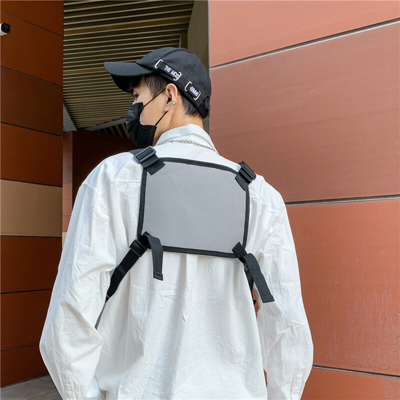 Нагрудная сумка для молодых мужчин, модная холщовая мужская сумочка, функциональная нагрудная сумка для уличного мальчика, тактическая безрукавка в стиле хип-хоп