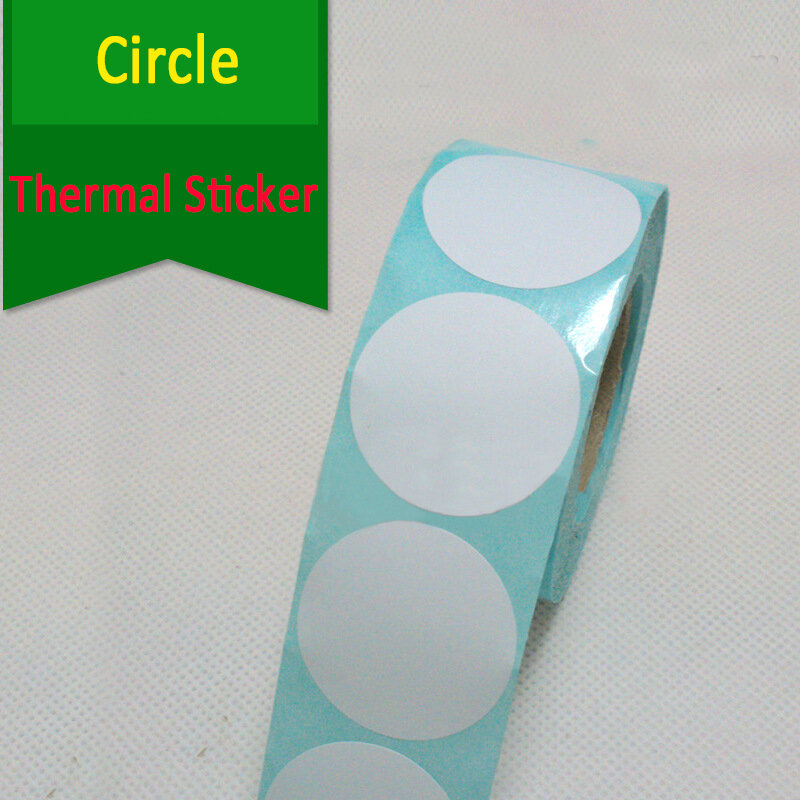1000pcs/Roll Adhesive Circle Thermal Label Sticker Paper White Round Stickers, 1 Rolls, Packing seal label sticker 30~100mm