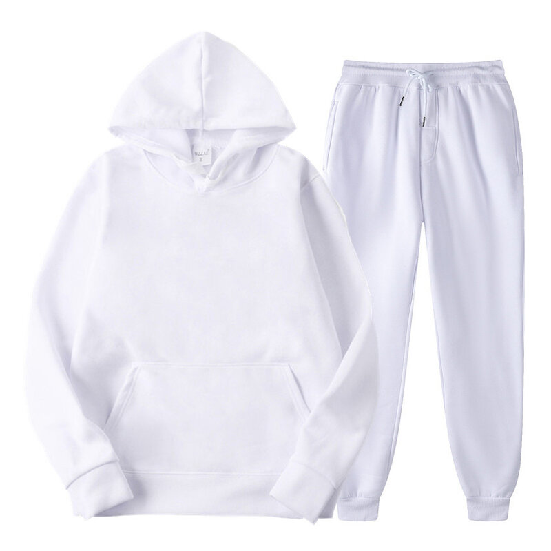 2021 Men Spring Sets Hoodie+Pants Two-Pieces Casual Solid Color Tracksuit Male Fashion Sportswear Set Brand SweatSuit Men
